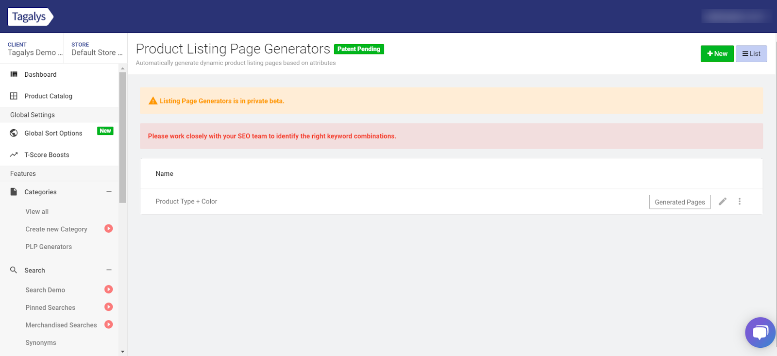 Product Listing Page Generators in Tagalys